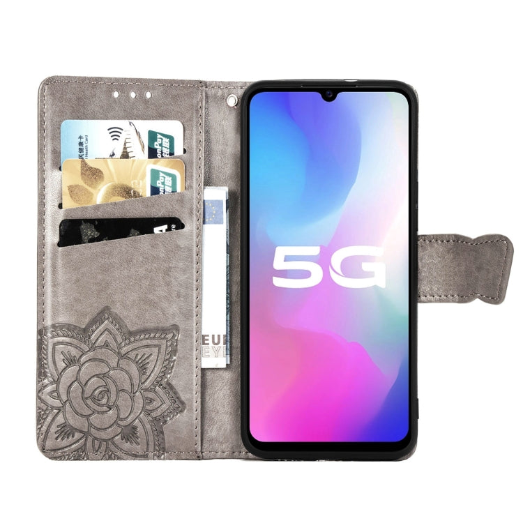 For vivo Y73s Butterfly Love Flower Embossed Horizontal Flip Leather Case with Bracket / Card Slot / Wallet / Lanyard