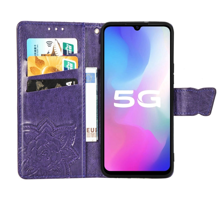 For vivo Y73s Butterfly Love Flower Embossed Horizontal Flip Leather Case with Bracket / Card Slot / Wallet / Lanyard