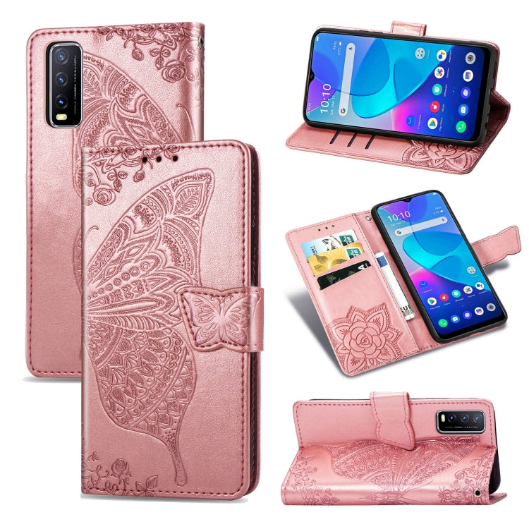For vivo Y20 Butterfly Love Flower Embossed Horizontal Flip Leather Case with Bracket / Card Slot / Wallet / Lanyard