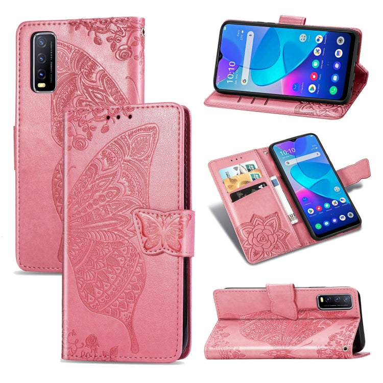 For vivo Y20 Butterfly Love Flower Embossed Horizontal Flip Leather Case with Bracket / Card Slot / Wallet / Lanyard