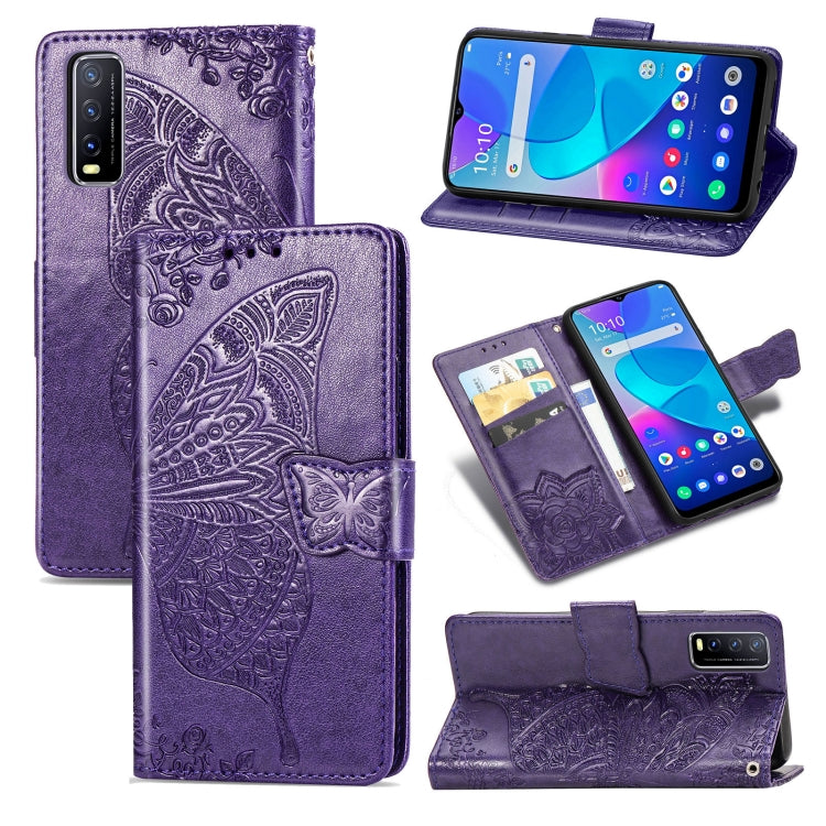 For vivo Y20 Butterfly Love Flower Embossed Horizontal Flip Leather Case with Bracket / Card Slot / Wallet / Lanyard