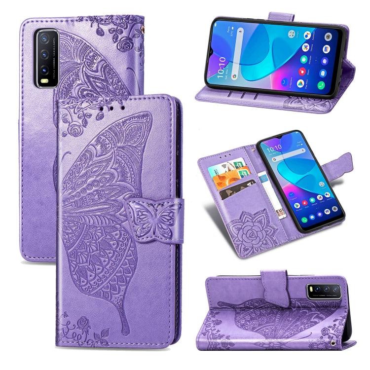 For vivo Y20 Butterfly Love Flower Embossed Horizontal Flip Leather Case with Bracket / Card Slot / Wallet / Lanyard