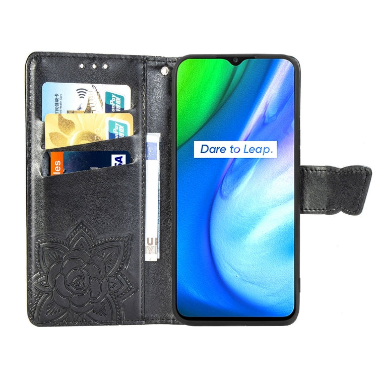 For OPPO Realme V3 Butterfly Love Flower Embossed Horizontal Flip Leather Case with Bracket / Card Slot / Wallet / Lanyard
