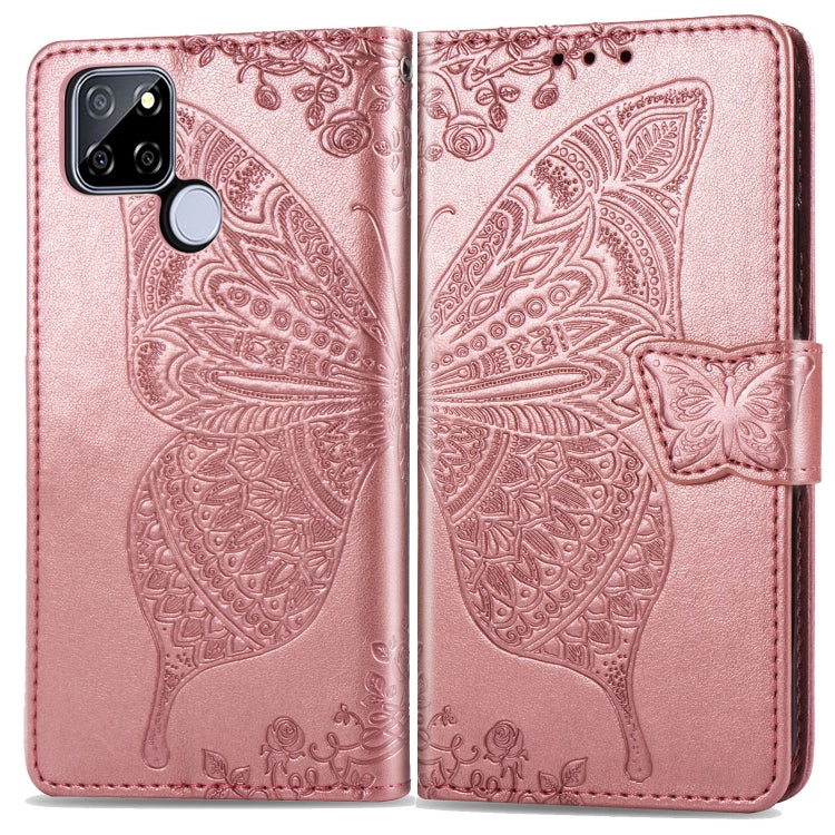For OPPO Realme V3 Butterfly Love Flower Embossed Horizontal Flip Leather Case with Bracket / Card Slot / Wallet / Lanyard