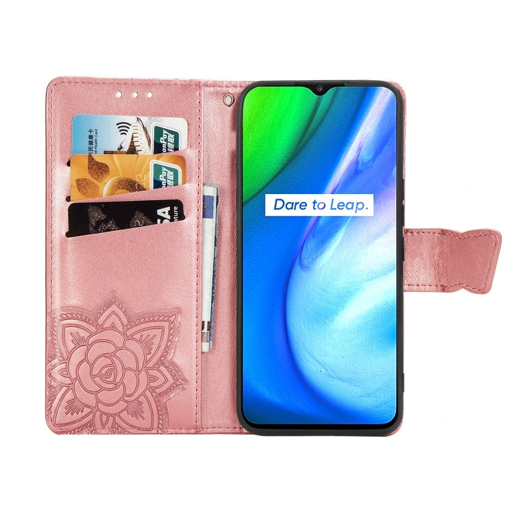 For OPPO Realme V3 Butterfly Love Flower Embossed Horizontal Flip Leather Case with Bracket / Card Slot / Wallet / Lanyard