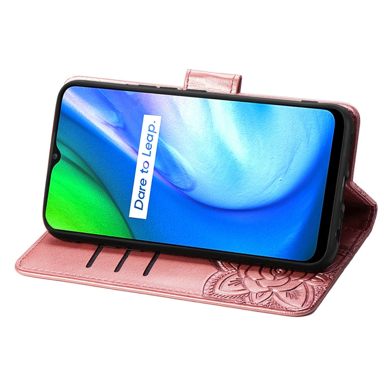 For OPPO Realme V3 Butterfly Love Flower Embossed Horizontal Flip Leather Case with Bracket / Card Slot / Wallet / Lanyard