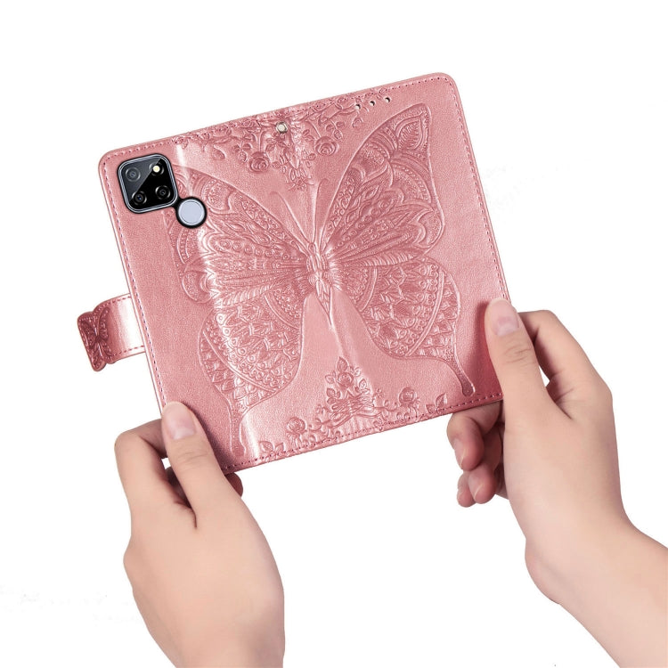 For OPPO Realme V3 Butterfly Love Flower Embossed Horizontal Flip Leather Case with Bracket / Card Slot / Wallet / Lanyard