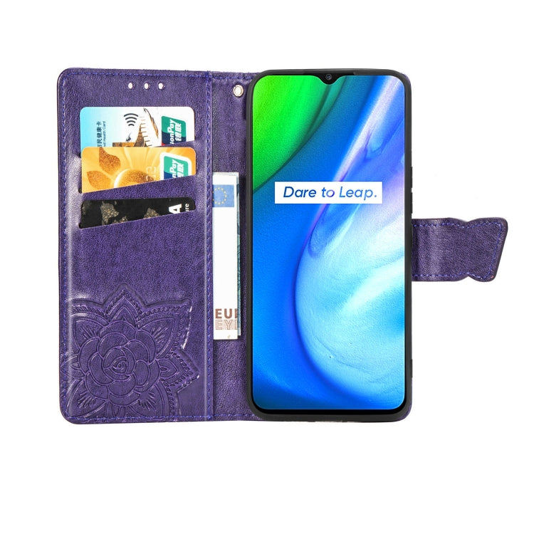 For OPPO Realme V3 Butterfly Love Flower Embossed Horizontal Flip Leather Case with Bracket / Card Slot / Wallet / Lanyard