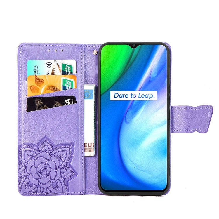 For OPPO Realme V3 Butterfly Love Flower Embossed Horizontal Flip Leather Case with Bracket / Card Slot / Wallet / Lanyard