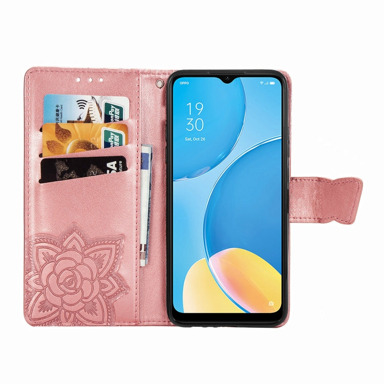 For OPPO A15 Butterfly Love Flower Embossed Horizontal Flip Leather Case with Bracket / Card Slot / Wallet / Lanyard