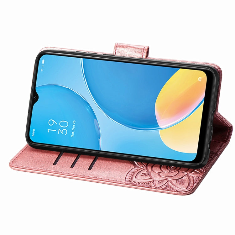 For OPPO A15 Butterfly Love Flower Embossed Horizontal Flip Leather Case with Bracket / Card Slot / Wallet / Lanyard