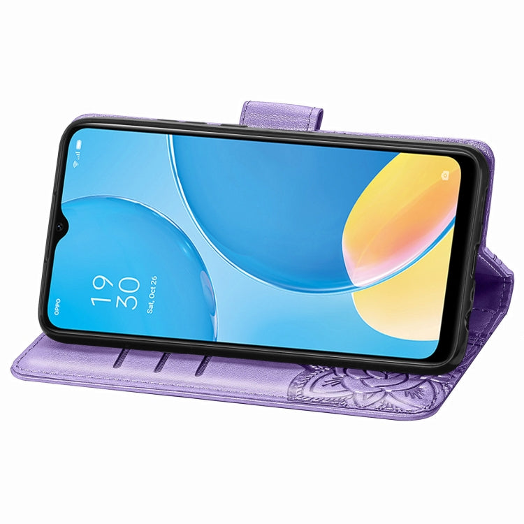 For OPPO A15 Butterfly Love Flower Embossed Horizontal Flip Leather Case with Bracket / Card Slot / Wallet / Lanyard