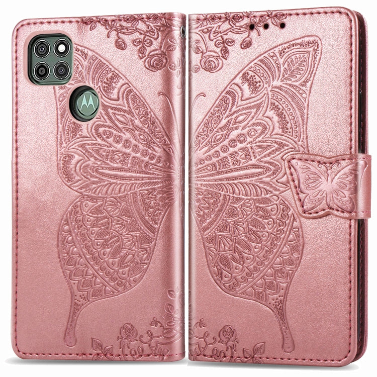For Motorola Moto G9 Power Butterfly Love Flower Embossed Horizontal Flip Leather Case with Bracket / Card Slot / Wallet / Lanyard