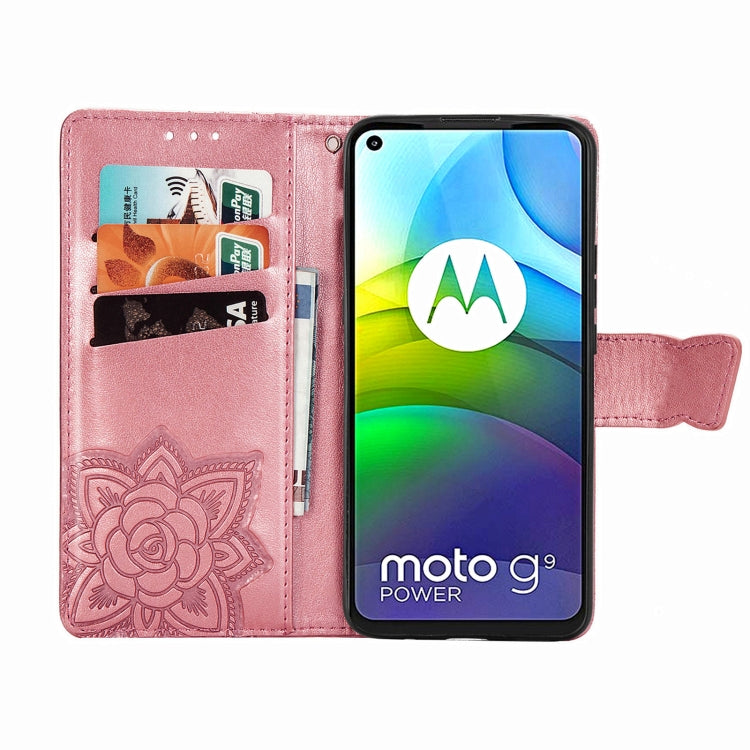 For Motorola Moto G9 Power Butterfly Love Flower Embossed Horizontal Flip Leather Case with Bracket / Card Slot / Wallet / Lanyard