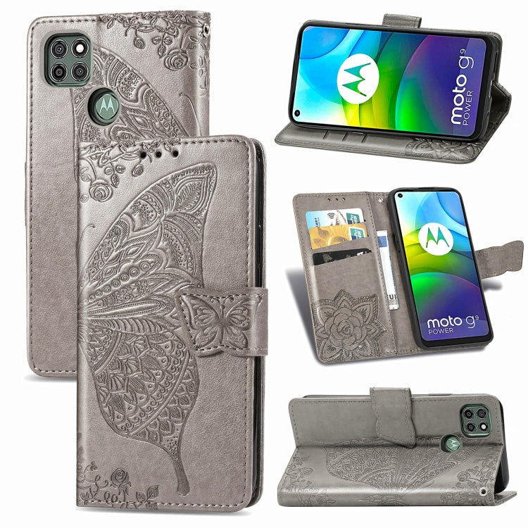 For Motorola Moto G9 Power Butterfly Love Flower Embossed Horizontal Flip Leather Case with Bracket / Card Slot / Wallet / Lanyard