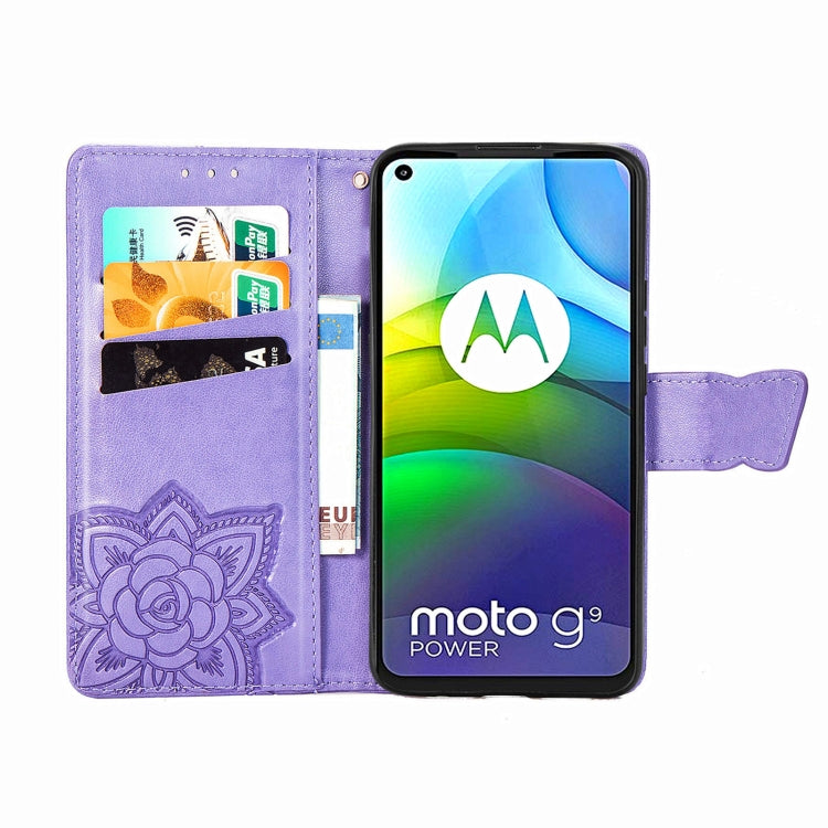 For Motorola Moto G9 Power Butterfly Love Flower Embossed Horizontal Flip Leather Case with Bracket / Card Slot / Wallet / Lanyard