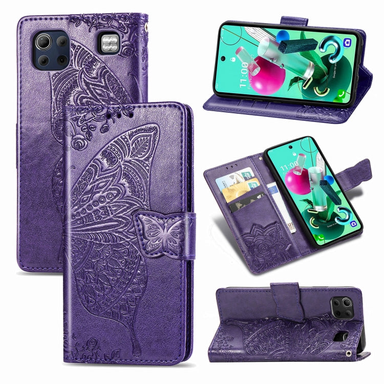 For LG K92 5G Butterfly Love Flower Embossed Horizontal Flip Leather Case with Bracket / Card Slot / Wallet / Lanyard