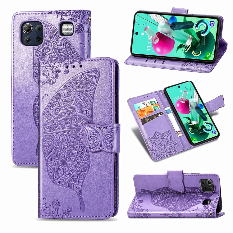 For LG K92 5G Butterfly Love Flower Embossed Horizontal Flip Leather Case with Bracket / Card Slot / Wallet / Lanyard