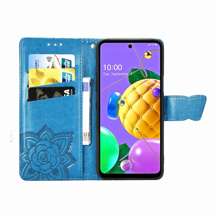 For LG K52 Butterfly Love Flower Embossed Horizontal Flip Leather Case with Bracket / Card Slot / Wallet / Lanyard