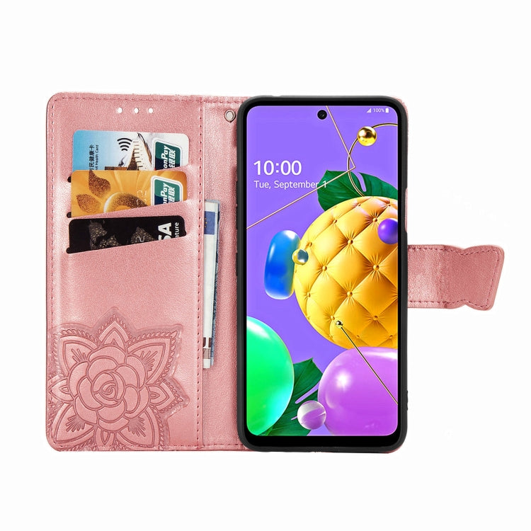 For LG K52 Butterfly Love Flower Embossed Horizontal Flip Leather Case with Bracket / Card Slot / Wallet / Lanyard