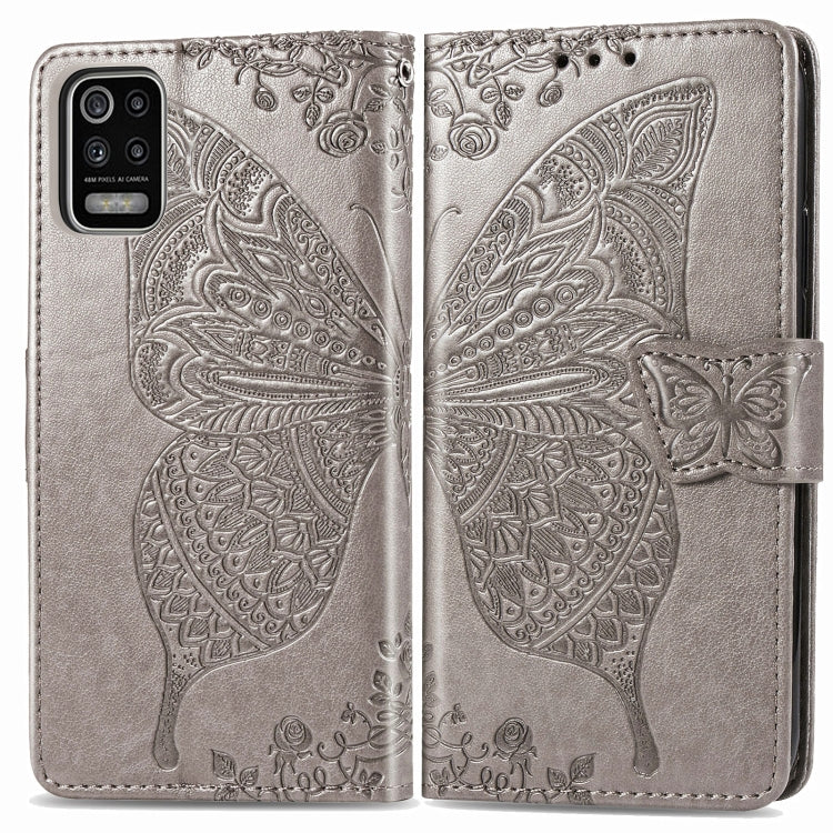 For LG K52 Butterfly Love Flower Embossed Horizontal Flip Leather Case with Bracket / Card Slot / Wallet / Lanyard