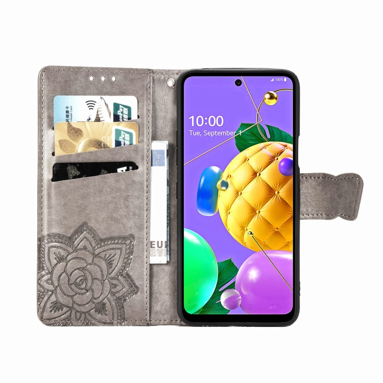 For LG K52 Butterfly Love Flower Embossed Horizontal Flip Leather Case with Bracket / Card Slot / Wallet / Lanyard