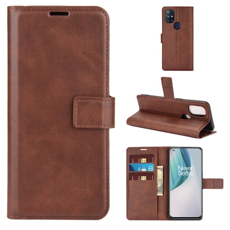 For OnePlus Nord N10 5G Retro Calf Pattern Buckle Horizontal Flip Leather Case with Holder & Card Slots & Wallet