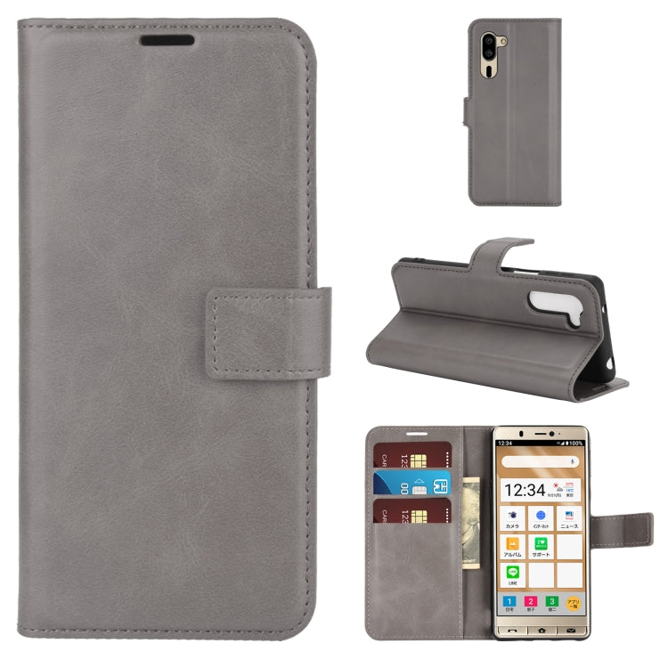 For Sharp Senior Retro Calf Pattern Buckle Horizontal Flip Leather Case with Holder & Card Slots & Wallet
