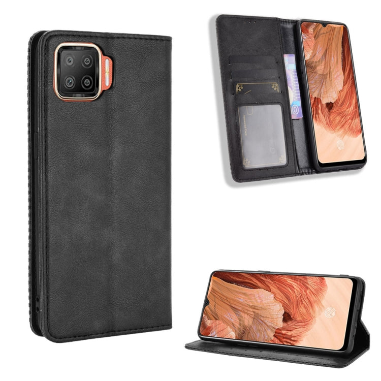 For OPPO F17 / A73 2020 Magnetic Buckle Retro Crazy Horse Texture Horizontal Flip Leather Case with Holder & Card Slots & Photo Frame