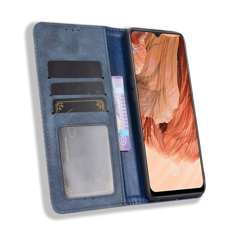 For OPPO F17 / A73 2020 Magnetic Buckle Retro Crazy Horse Texture Horizontal Flip Leather Case with Holder & Card Slots & Photo Frame