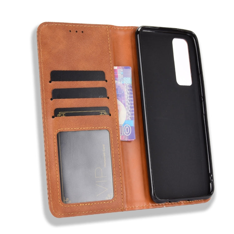 For vivo V20 SE/Y70 2020 Magnetic Buckle Retro Crazy Horse Texture Horizontal Flip Leather Case , with Holder & Card Slots & Photo Frame