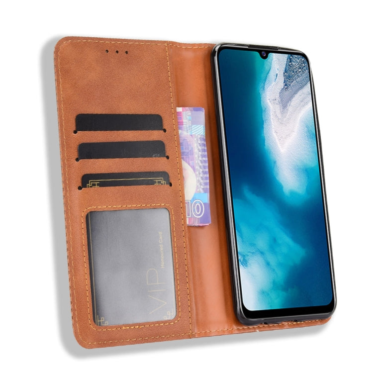 For vivo V20 SE/Y70 2020 Magnetic Buckle Retro Crazy Horse Texture Horizontal Flip Leather Case , with Holder & Card Slots & Photo Frame