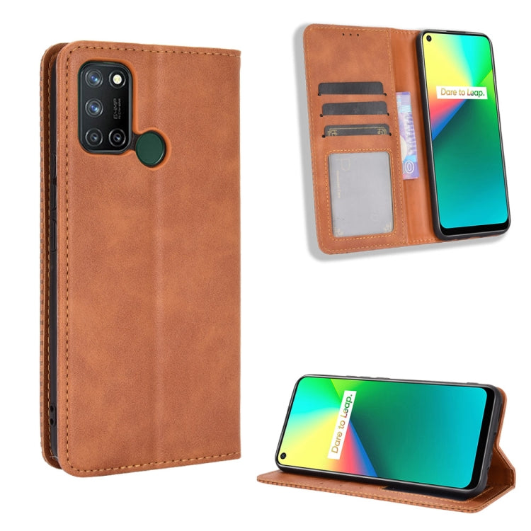 For OPPO Realme C17/ Realme 7i Magnetic Buckle Retro Crazy Horse Texture Horizontal Flip Leather Case with Holder & Card Slots & Photo Frame