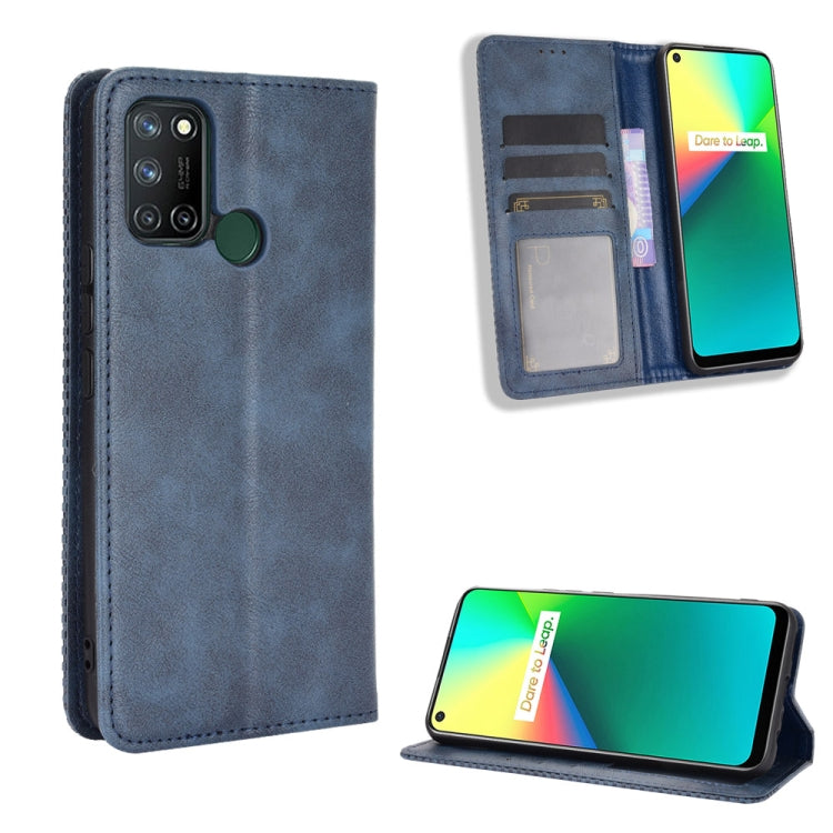 For OPPO Realme C17/ Realme 7i Magnetic Buckle Retro Crazy Horse Texture Horizontal Flip Leather Case with Holder & Card Slots & Photo Frame