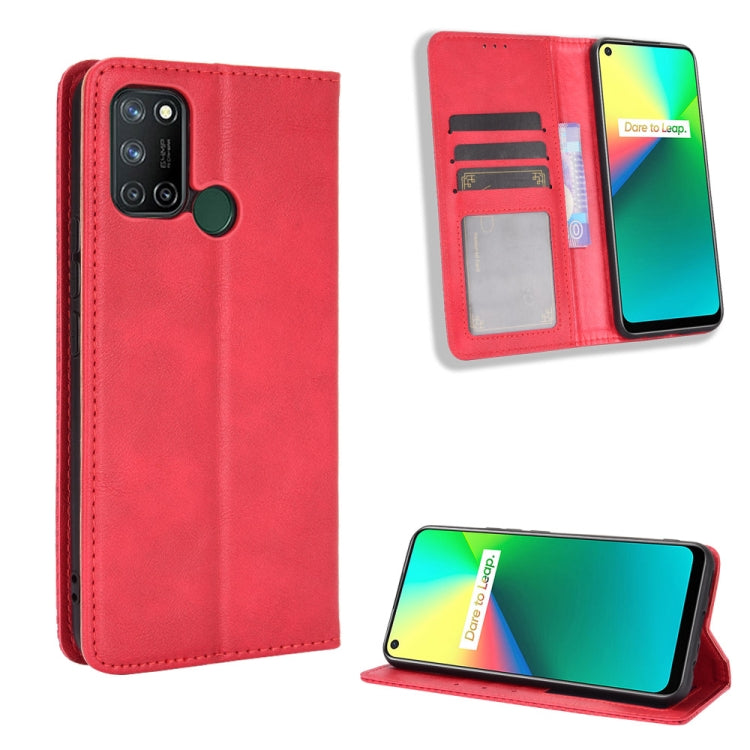 For OPPO Realme C17/ Realme 7i Magnetic Buckle Retro Crazy Horse Texture Horizontal Flip Leather Case with Holder & Card Slots & Photo Frame