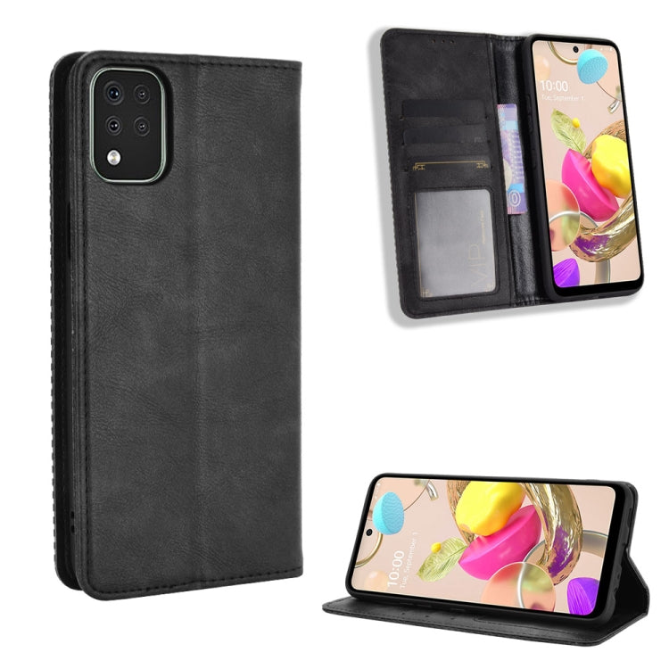 For LG K42 Magnetic Buckle Retro Crazy Horse Texture Horizontal Flip Leather Case , with Holder & Card Slots & Photo Frame