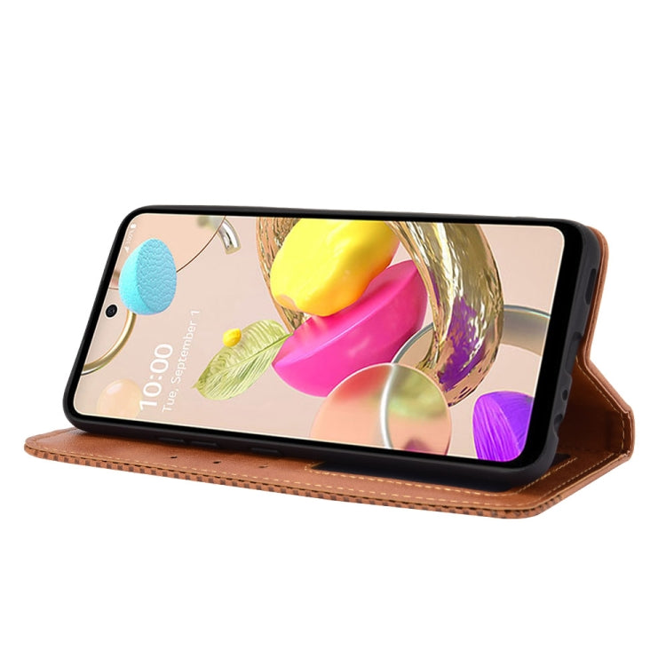 For LG K42 Magnetic Buckle Retro Crazy Horse Texture Horizontal Flip Leather Case , with Holder & Card Slots & Photo Frame