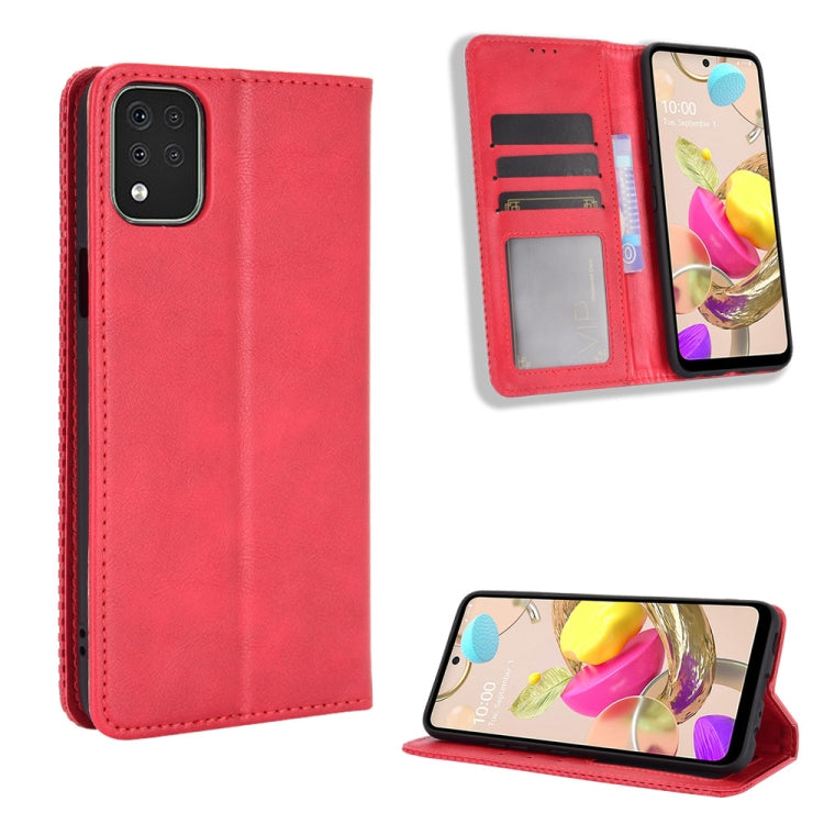 For LG K42 Magnetic Buckle Retro Crazy Horse Texture Horizontal Flip Leather Case , with Holder & Card Slots & Photo Frame