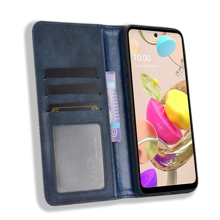 For LG K42 Magnetic Buckle Retro Crazy Horse Texture Horizontal Flip Leather Case , with Holder & Card Slots & Photo Frame