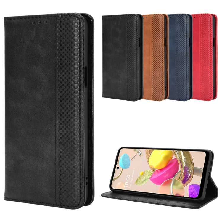 For LG K42 Magnetic Buckle Retro Crazy Horse Texture Horizontal Flip Leather Case , with Holder & Card Slots & Photo Frame