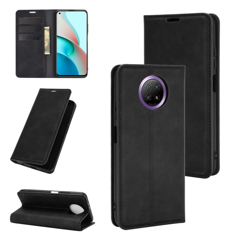 For Xiaomi Redmi Note 9 5G China Version Retro-skin Business Magnetic Suction Leather Case with Holder & Card Slots & Wallet