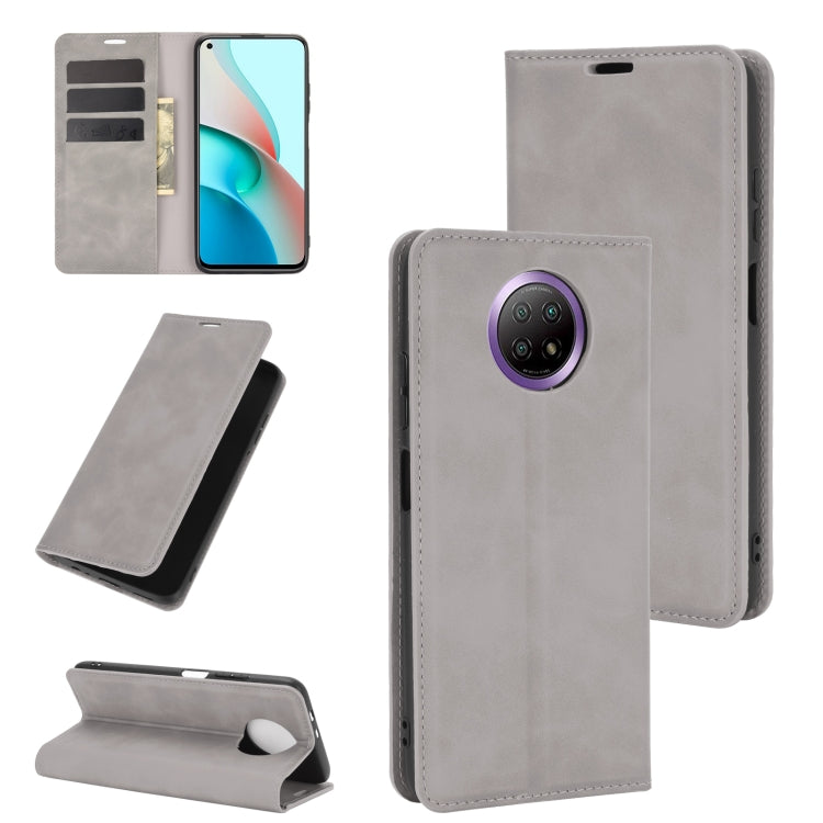 For Xiaomi Redmi Note 9 5G China Version Retro-skin Business Magnetic Suction Leather Case with Holder & Card Slots & Wallet