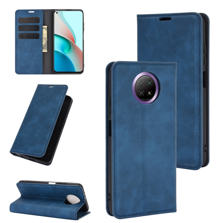 For Xiaomi Redmi Note 9 5G China Version Retro-skin Business Magnetic Suction Leather Case with Holder & Card Slots & Wallet