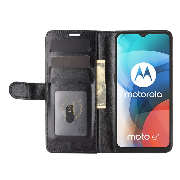 For Motorola Moto E7 R64 Texture Single Horizontal Flip Protective Case with Holder & Card Slots & Wallet& Photo Frame