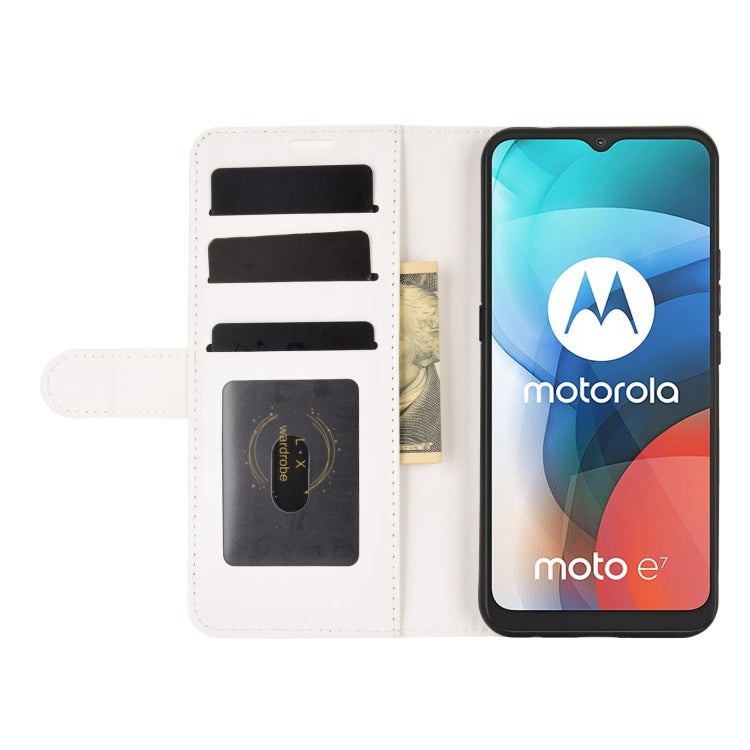For Motorola Moto E7 R64 Texture Single Horizontal Flip Protective Case with Holder & Card Slots & Wallet& Photo Frame