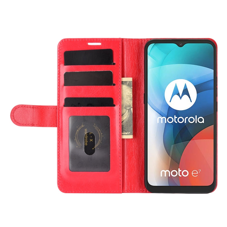 For Motorola Moto E7 R64 Texture Single Horizontal Flip Protective Case with Holder & Card Slots & Wallet& Photo Frame