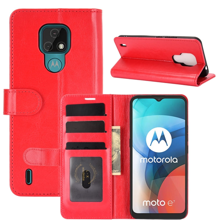 For Motorola Moto E7 R64 Texture Single Horizontal Flip Protective Case with Holder & Card Slots & Wallet& Photo Frame