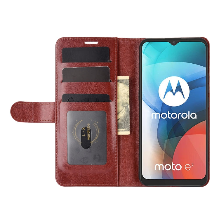 For Motorola Moto E7 R64 Texture Single Horizontal Flip Protective Case with Holder & Card Slots & Wallet& Photo Frame