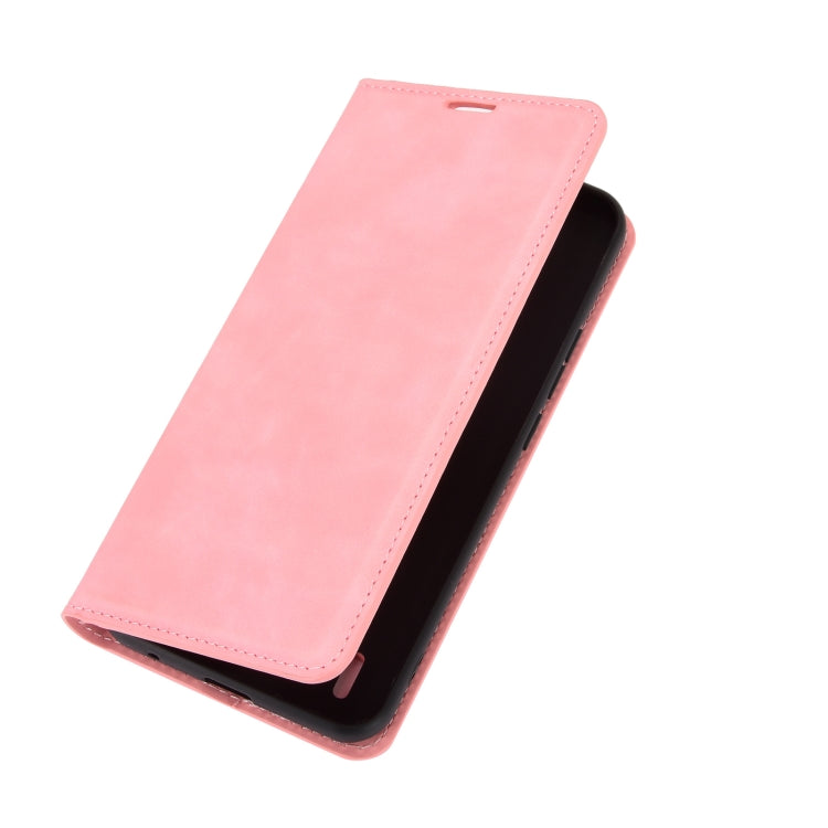 For Motorola Moto E7 Retro-skin Business Magnetic Suction Leather Case with Holder & Card Slots & Wallet