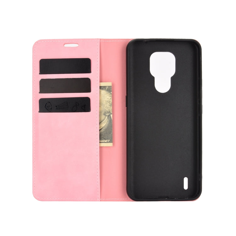 For Motorola Moto E7 Retro-skin Business Magnetic Suction Leather Case with Holder & Card Slots & Wallet